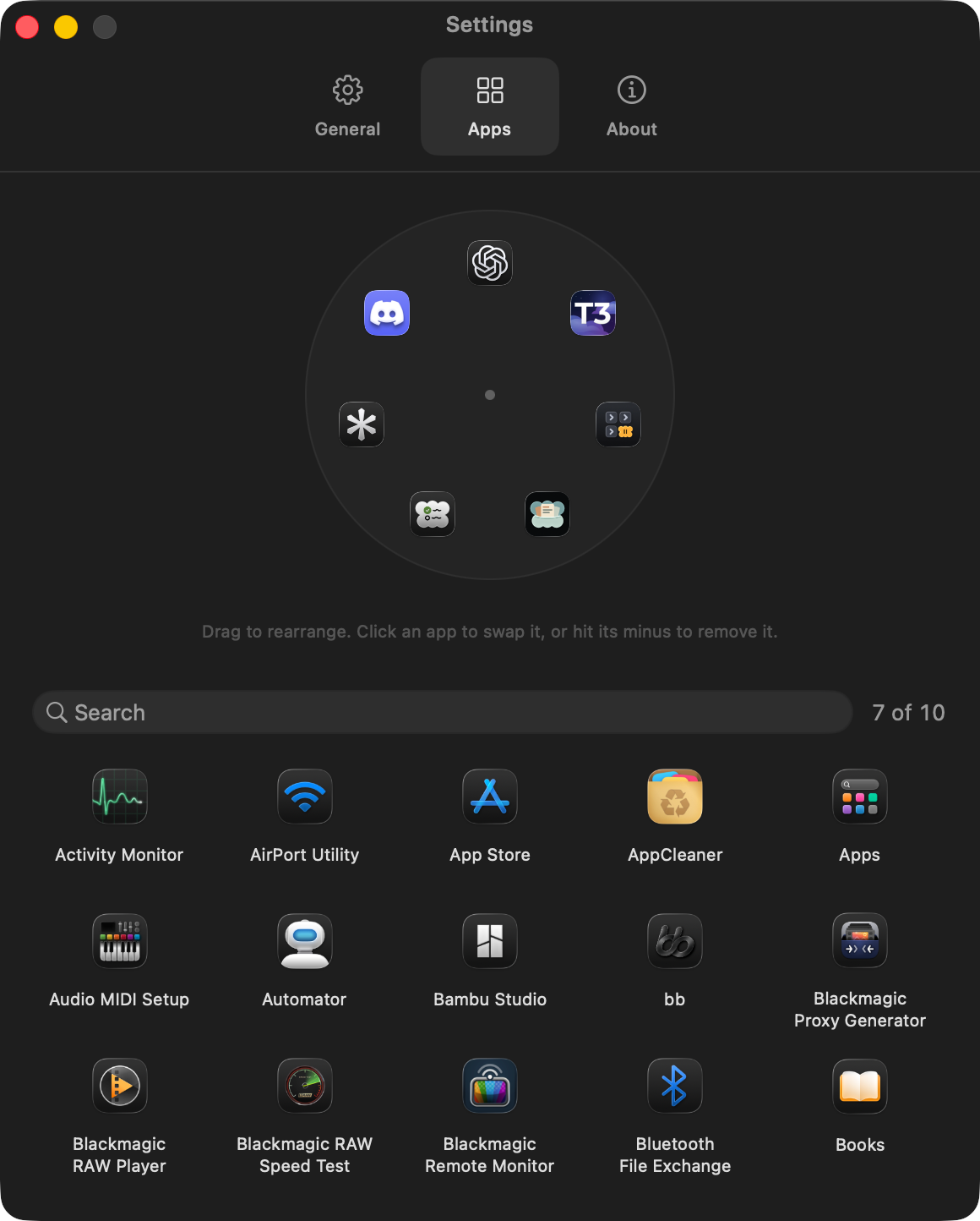 FowyRing Apps settings